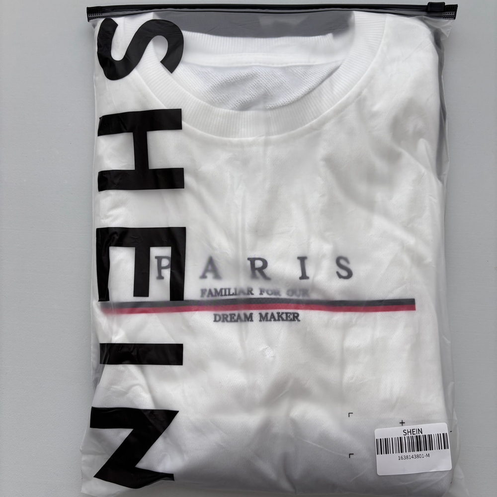 Shein Men's Size Medium White & Black Gradient Paris Pullover Sweater NIB - Picture 5 of 5